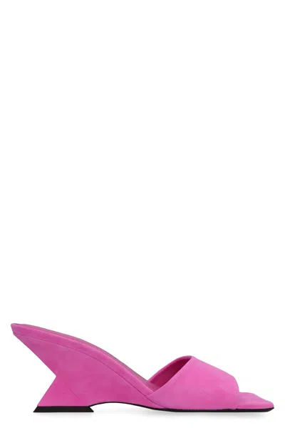 Attico The  Fluo Pink Suede Cheope Mules