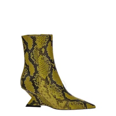 ATTICO THE ATTICO FLUO YELLOW PYTHON LEATHER CHEOPE ANKLE BOOTS