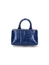 Attico Friday Crocodile-effect Top-handle Mini Bag In Blue