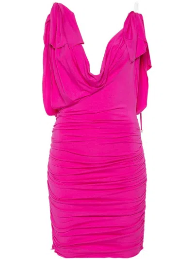 Attico Draped Mini Dress In Pink