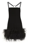Attico Fujiko Feather-trimmed Minidress In Black