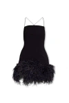 Attico The  Fujiko Compact Techno Jersey With Ostrich Boa Feathers Mini Dress