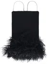Attico Fujiko Feather-trim Minidress In Black