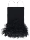 Attico Fujiko Feather-trim Minidress In Black
