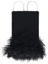 Attico Fujiko Feather-trim Minidress In Black