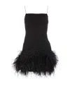 Attico The  Fujiko Compact Techno Jersey With Ostrich Boa Feathers Mini Dress In Black