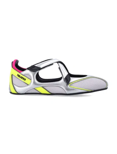 Attico The  Futuristic Mini Ballerina Flat Shoes In Silver