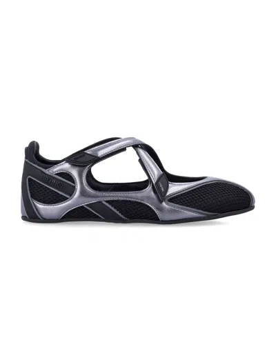 Attico The  Futuristic Mini Ballerina Flat With Cut-out Structure In Silver