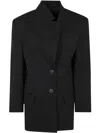 Attico Gabardine Single Breasted Blazer In Black