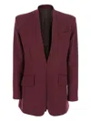 Attico Padded-shoulder Gabardine Blazer In Burgundy