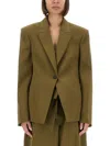 Attico Structured Jacket With Pockets And Lapels In Green