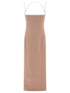 Attico Double-strap Gabardine Midi Dress In Neutral