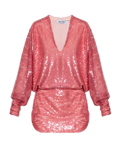 ATTICO THE ATTICO GAEL SEQUIN-EMBELLISHED V-NECK MINI DRESS