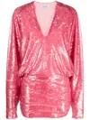 Attico Gael Sequin-embellished Minidress In Pink