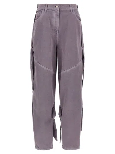 Attico The  Garment-dyed Cotton Jeans In Purple