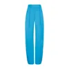 Attico Jagger High Waist Stretch Wool Trousers In Blue