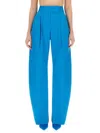 Attico Gary Pleated Long Wool Pants In Blue