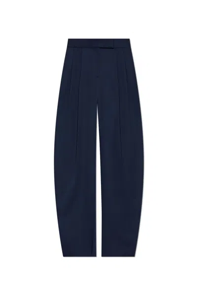 Attico Virgin-wool Palazzo Pants In Navy