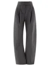Attico Gary Pleated Wool-blend Tapered Pants In Grey