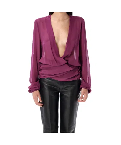 ATTICO THE ATTICO GEORGETTE WRAP BLOUSE