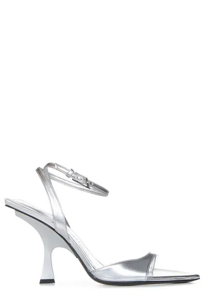 Attico The  Gg Metallic Effect Open Toe Sandals In Silver