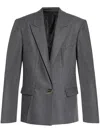 Attico Single-button Wool-blend Blazer In Gray