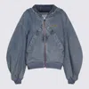 Attico Hooded Ribbed Cuffs Hem Jacket In Blue