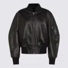 Attico Black Leather Bomber Jacket In Black