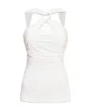 Attico Jersey Criss-crossed Ginnie Top With Metal Detail In White