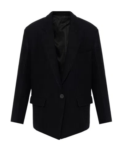 Attico The  Glen Oversized Short Coat In Black