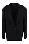 Attico Glen Oversized Blazer In Stretch Wool In Black