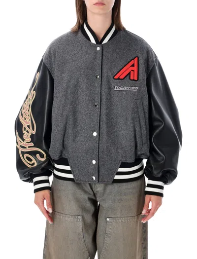 Attico The  Graphic Varsity Bomber Jacket In Grigio