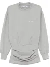 Attico Gray Cotton Short Dress With A Crew Neck In Grey