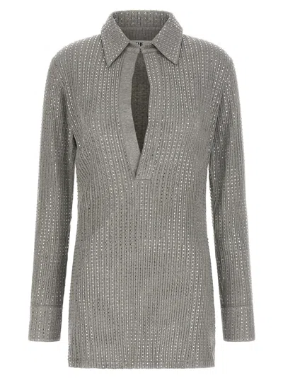 Attico The  Gray Cotton Short Women's Dress