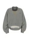Attico Loose Fit Cotton Sweatshirt V Neckline In Gray
