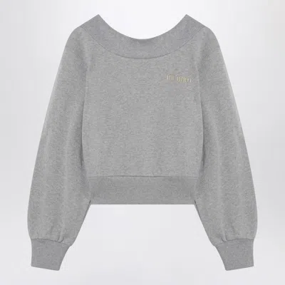 ATTICO THE ATTICO GRAY MÉLANGE/BEIGE SWEATSHIRT WITH CUT OUT