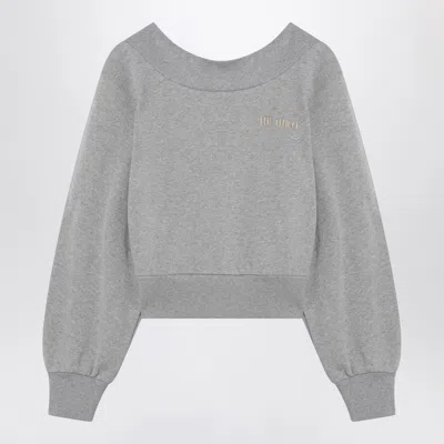 Attico The  Gray Mélange/beige Sweatshirt With Cut Out