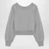 Attico Cut-out Cropped Sweatshirt In Grey