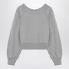 Attico Cut-out Cropped Sweatshirt In Grey