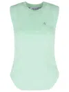 Attico The  Green Cotton Tank Top Women In Green