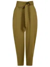 Attico Wool Gabardine Trousers High Waist Tie Wide Leg In Neutral