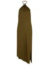 Attico Viscose Dress Asymmetric Hem In Green