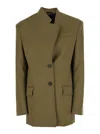 Attico Green Jacket With Asymmetric Closure On The Front In Green
