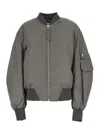Attico Grey Bomber Jacket With Front Zip Closure And One Zipped Pocket On The Sleeve In Tech Fabric Woman In Gray