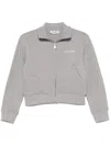 Attico Cropped High Collar Knit Jacket In Gray