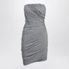 Attico Abito Strapless Ruched Jersey Mini Dress In Gray