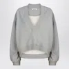 Attico Cotton Sweatshirt Logo Drop V-neck Ribbed