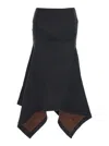 Attico Grey Midi Skirt With Logo Lettering And Handkerchief Hem In Cotton Woman In Multicolor