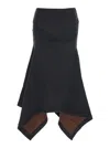 Attico Grey Midi Skirt With Logo Lettering And Handkerchief Hem In Cotton Woman In Gray