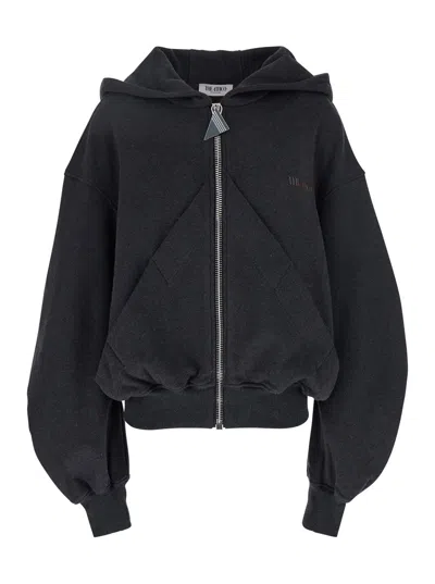 ATTICO THE ATTICO GREY SWEATSHIRT WITH HOOD AND LOGO LETTERING ON THE FRONT IN COTTON WOMAN
